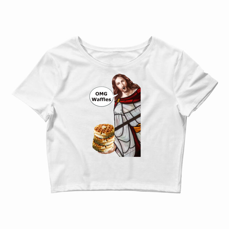 Jesus Omg Waffles Active Crop Top by cm-arts | Artistshot