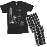 Ukrposhta New Postage Stamp Patron Dog With A Fishing Rod Pullover Hoo Men's T-shirt Pajama Set | Artistshot