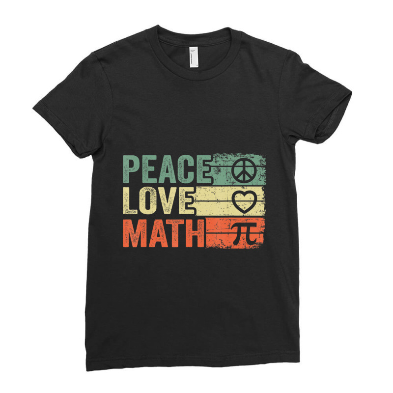 Peace Love Math Vintage Math Nerd Retro Math Teacher Ladies Fitted T-Shirt by kentuckykonpha9 | Artistshot