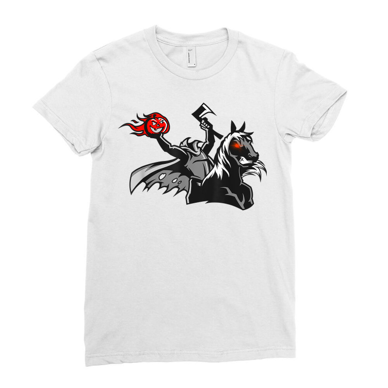 Halloween Headless Horseman Pumpkin Reaper T Shirt Ladies Fitted T-Shirt by cm-arts | Artistshot