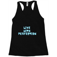 Live With Perfection Baby Blue Typography Aesthetic Racerback Tank | Artistshot