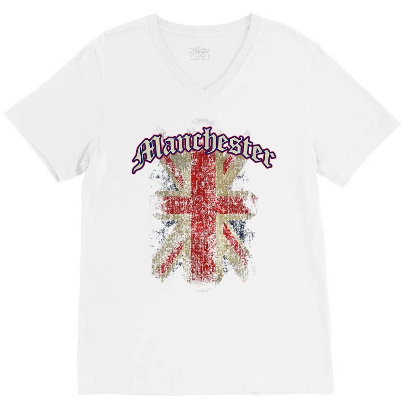 Manchester, Uk  United Kingdom Union Jack English T Shirt V-neck Tee | Artistshot