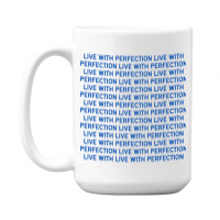 Live With Perfection Blue Pattern Aesthetic 15 Oz Coffee Mug | Artistshot