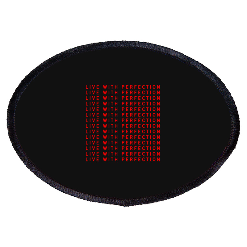 Live With Perfection Red Pattern Aesthetic Oval Patch | Artistshot