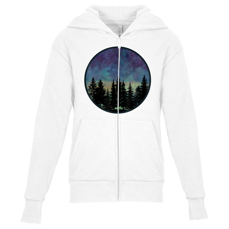 Forest Nightscape Silhouette Starry Night Sky. Youth Zipper Hoodie by vucongha | Artistshot