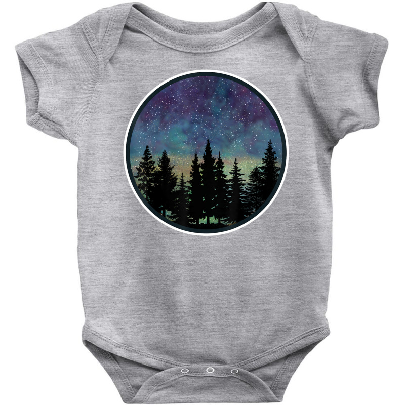 Forest Nightscape Silhouette Starry Night Sky. Baby Bodysuit by vucongha | Artistshot