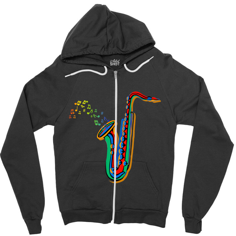 Musical Instrument Saxophone Player Saxophone Zipper Hoodie by Kosdapen517 | Artistshot