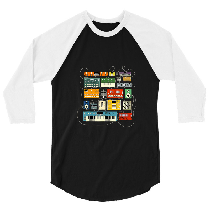 Synthesizer And Drum Machine For Electronic Musician 3/4 Sleeve Shirt | Artistshot