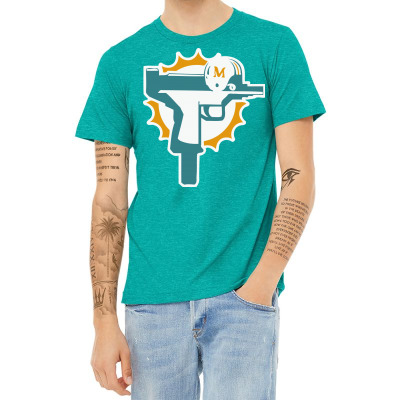 Custom Miami Dolphins Uzi Gun T Shirt Football Jersey Funny Ryan Tannehill  New Rare! V-neck Tee By Mdk Art - Artistshot