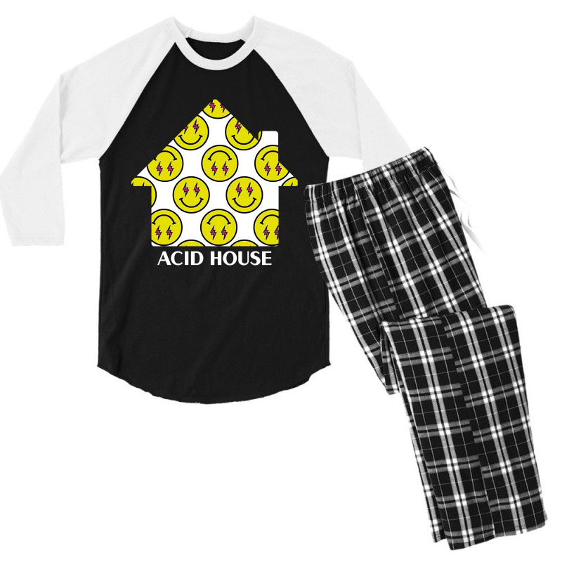 Acid House Smiley White House Men's 3/4 Sleeve Pajama Set | Artistshot