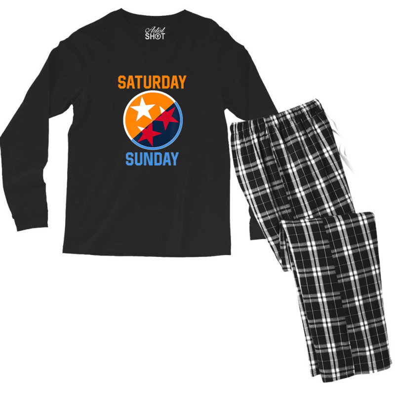 Tennessee Weekend Fan Of The Vols Football Orange White Flag 1 Men's Long Sleeve Pajama Set by MickeyRobison | Artistshot