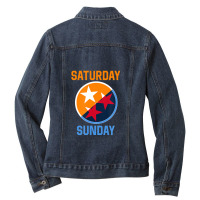 Tennessee Weekend Fan Of The Vols Football Orange White Flag 1 Ladies Denim Jacket | Artistshot