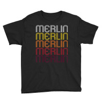 Merlin Retro Wordmark Pattern Vintage Style Youth Tee | Artistshot