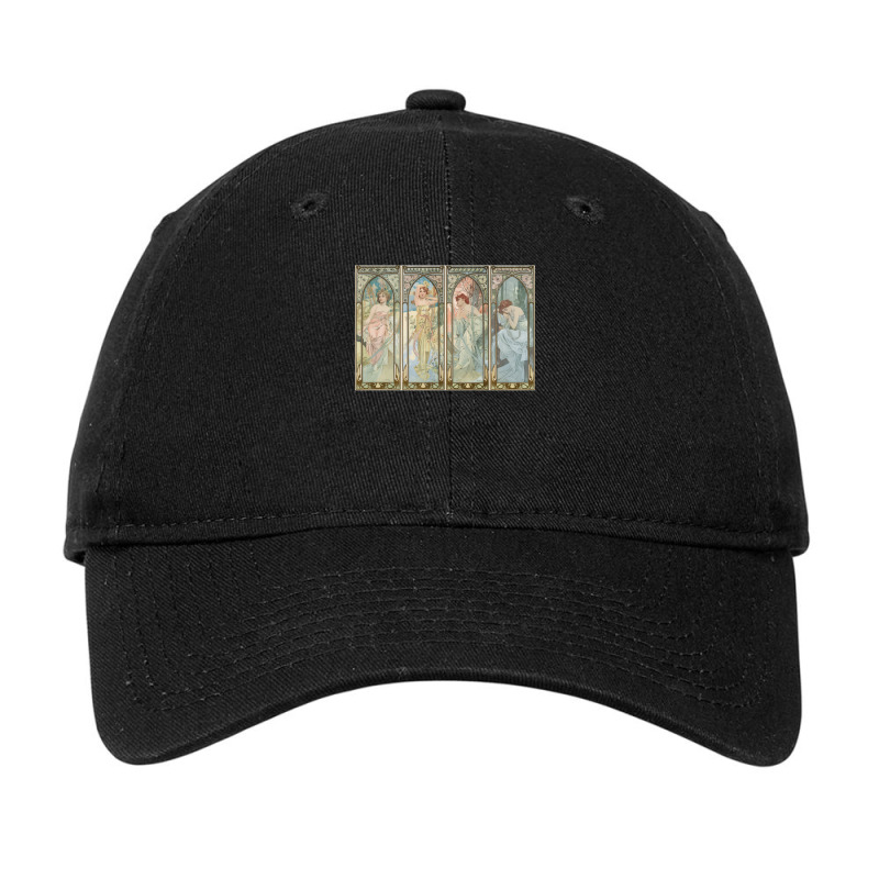 Alphonse Mucha Alfons Mucha Times Of The Day Adjustable Cap by AlexBarnes | Artistshot