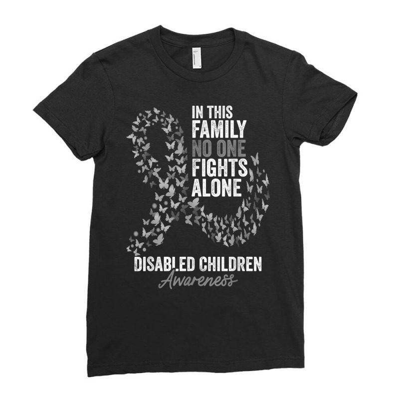 Disabled Children Awareness Month Butterflies Silver Ribbon T Shirt Ladies Fitted T-Shirt by cm-arts | Artistshot