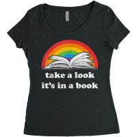 Take A Look It's In A Book Reading Vintage Retro Rainbow T Shirt Women's Triblend Scoop T-shirt | Artistshot