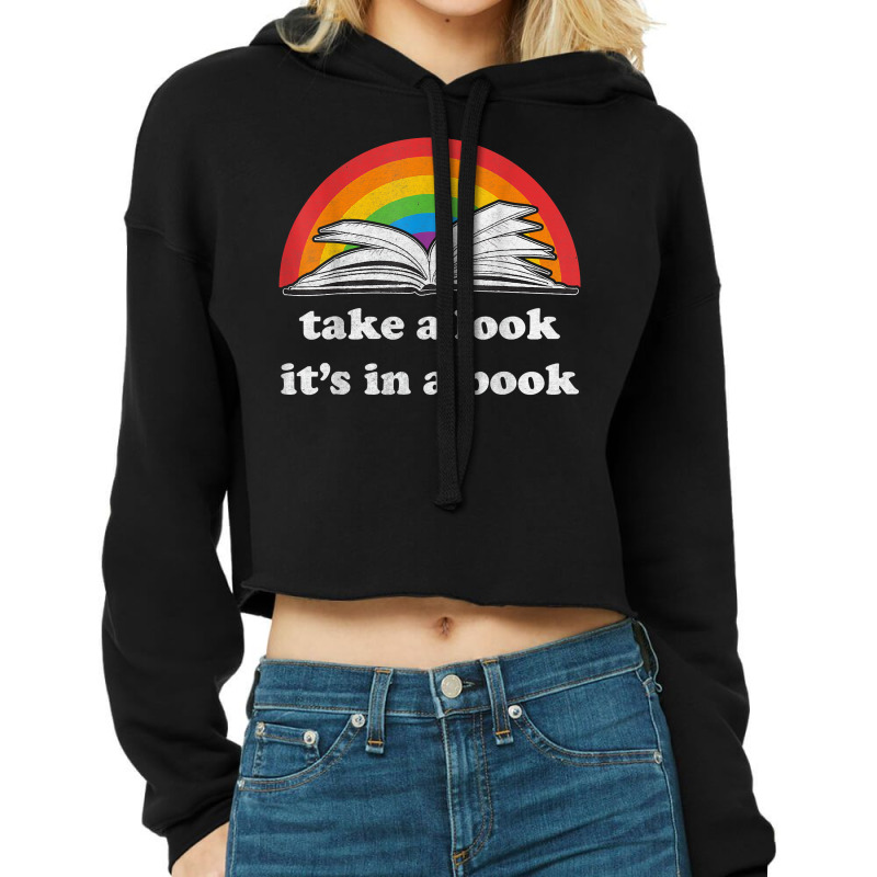 Take A Look It's In A Book Reading Vintage Retro Rainbow T Shirt Cropped Hoodie by cm-arts | Artistshot