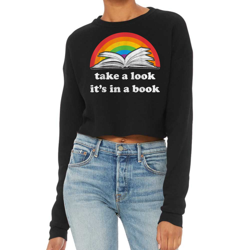 Take A Look It's In A Book Reading Vintage Retro Rainbow T Shirt Cropped Sweater by cm-arts | Artistshot