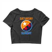 Tennessee Weekend Fan Of The Vols Football Orange White Flag Crop Top | Artistshot