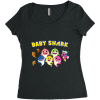 Happy Pinkfong Baby Shark Friends Cartoon Characters Women's Triblend Scoop T-shirt | Artistshot