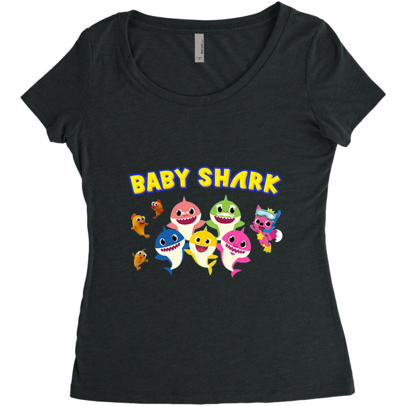 Happy Pinkfong Baby Shark Friends Cartoon Characters Women's Triblend Scoop T-shirt by jrestima | Artistshot