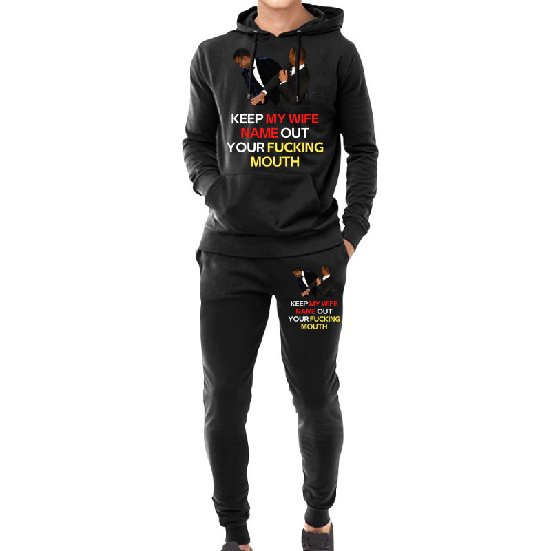 Funny Will Smith Slap Meme Will Smith Slap-  Keep My Wife Name Out You Hoodie & Jogger Set | Artistshot