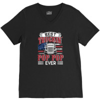 Best Truckin Pop Pop Ever American Flag Father's Day V-neck Tee | Artistshot