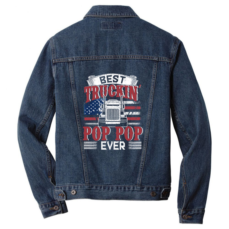 Best Truckin Pop Pop Ever American Flag Father's Day Men Denim Jacket by cm-arts | Artistshot