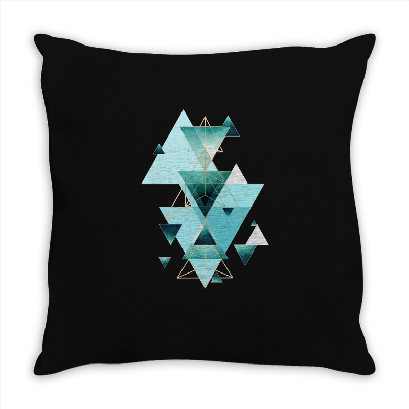 Geometric Triangle Compilation In Teal Throw Pillow | Artistshot