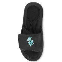 Geometric Triangle Compilation In Teal Slide Sandal | Artistshot