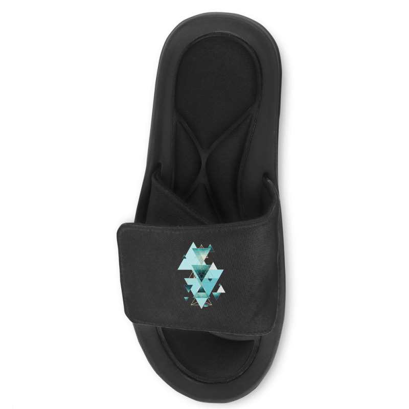 Geometric Triangle Compilation In Teal Slide Sandal | Artistshot