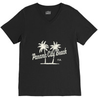 Panama City Beach Florida Vintage 70s Palm Trees V-neck Tee | Artistshot