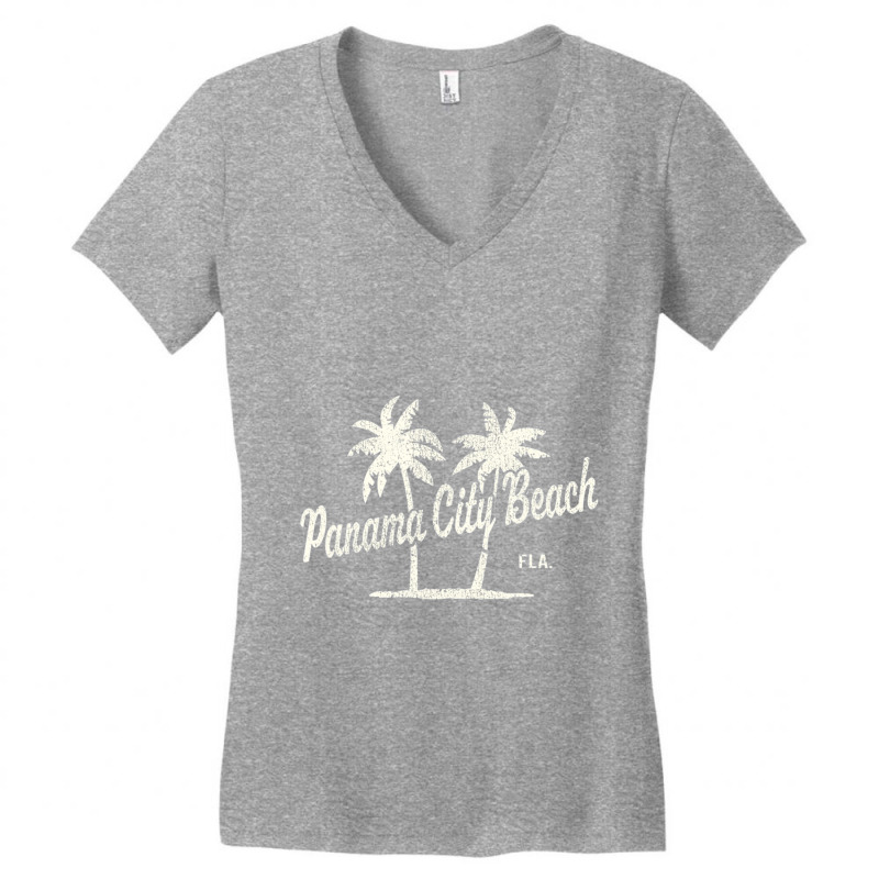 Panama City Beach Florida Vintage 70s Palm Trees Women's V-Neck T-Shirt by Kosdapen517 | Artistshot