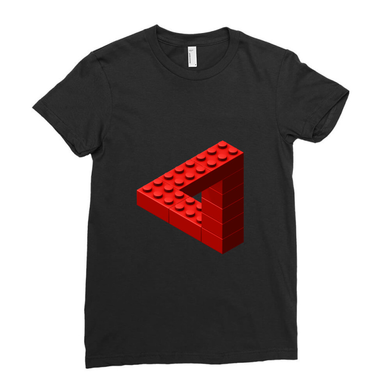 Escher Toy Bricks - Red Ladies Fitted T-Shirt by cm-arts | Artistshot