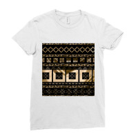 Latvian Traditional Pagan Symbols Of Luck And Light In Gold Ladies Fitted T-shirt | Artistshot