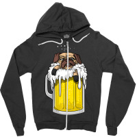 Pug Dog Beer Drinking Party Men Women Zipper Hoodie | Artistshot