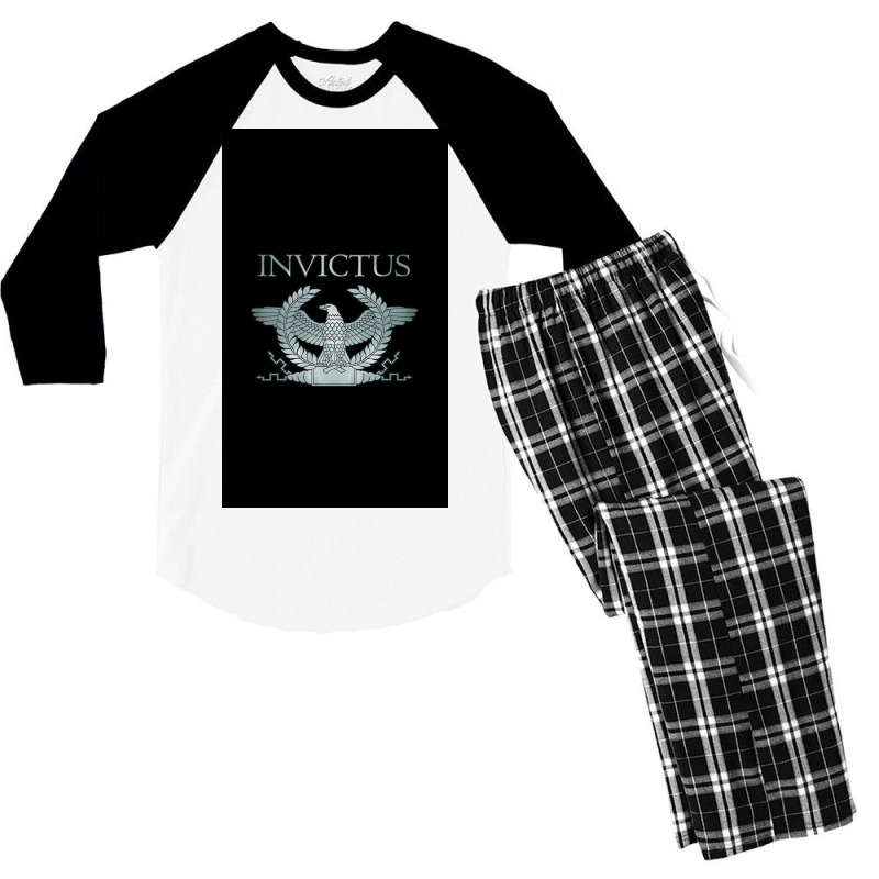 Roman Invictus Eagle, Silver On Black Men's 3/4 Sleeve Pajama Set by Hannahjhg | Artistshot