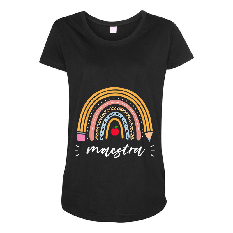 Maestra Bilingual Leopard Rainbow Regalos Spanish Teacher Maternity Scoop Neck T-shirt by GretchenBourdeau | Artistshot