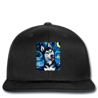 Happy Siberian Husky Portrait Starry Night Dog Art By Aja Printed Hat | Artistshot