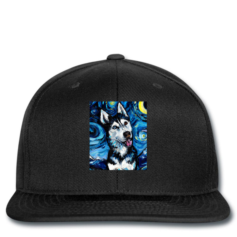 Happy Siberian Husky Portrait Starry Night Dog Art By Aja Printed hat by vucongha | Artistshot