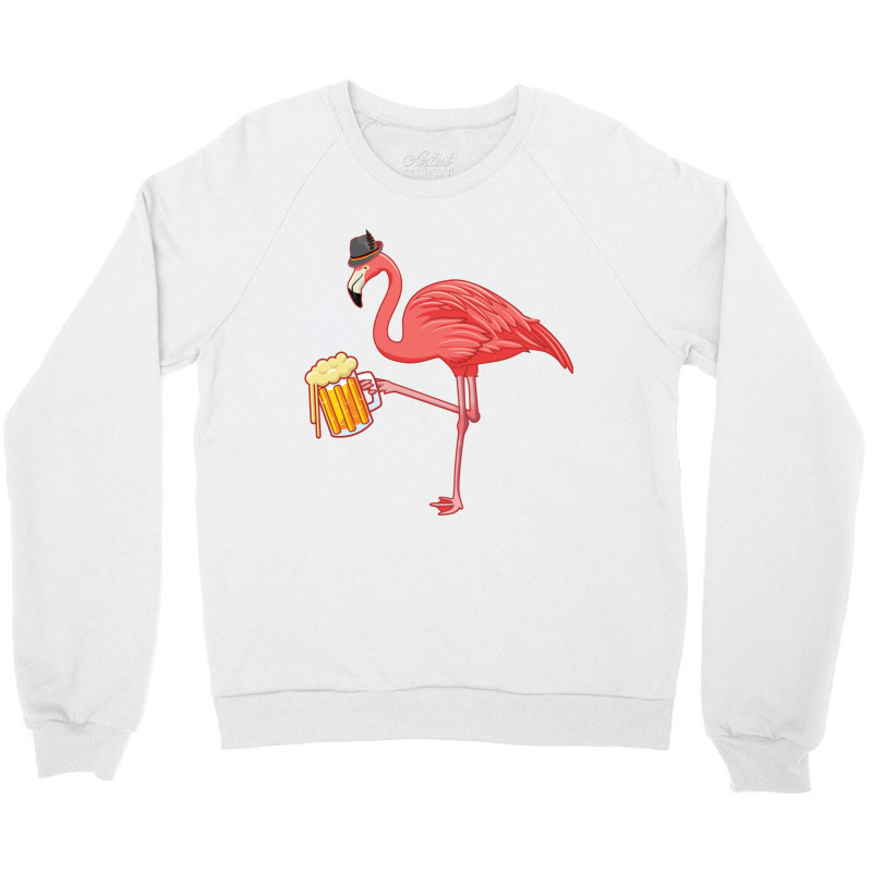 Beer Drinking Flamingo Drinker Wading Bird Oktoberfest Gift Sweatshirt Crewneck Sweatshirt by cm-arts | Artistshot