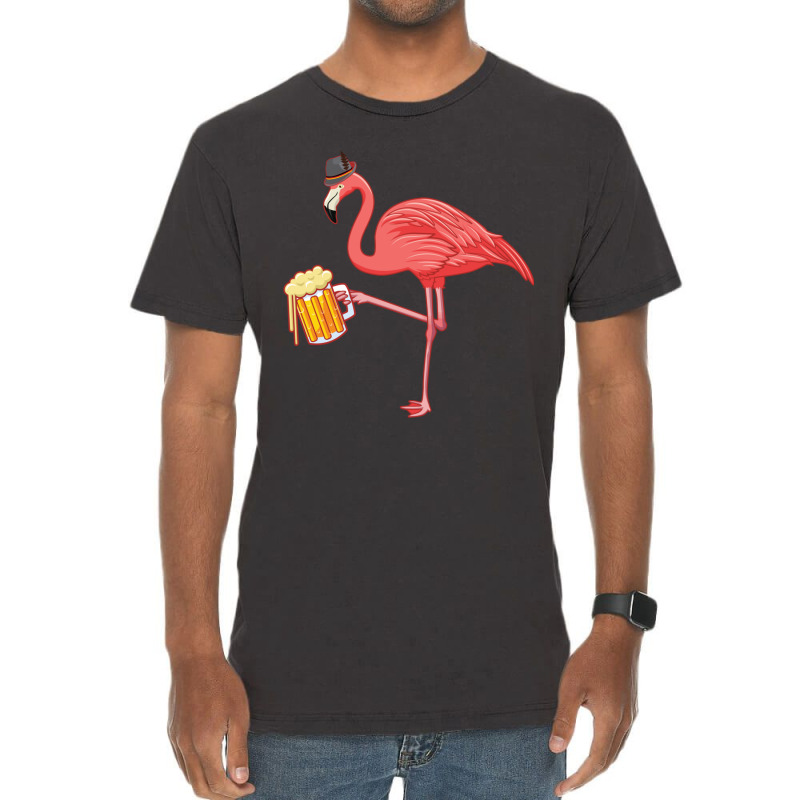 Beer Drinking Flamingo Drinker Wading Bird Oktoberfest Gift Sweatshirt Vintage T-Shirt by cm-arts | Artistshot