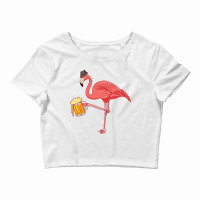 Beer Drinking Flamingo Drinker Wading Bird Oktoberfest Gift Sweatshirt Crop Top | Artistshot