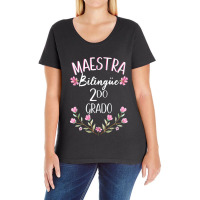 Maestra Bilingue Bilingual Teacher Spanish 2nd Grade Ladies Curvy T-shirt | Artistshot