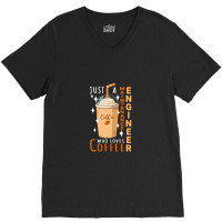 Maintenance Engineer ,who Loves Coffee Design Quote V-neck Tee | Artistshot