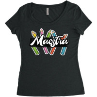 Maestra Spanish Teacher Bilingual Women's Triblend Scoop T-shirt | Artistshot