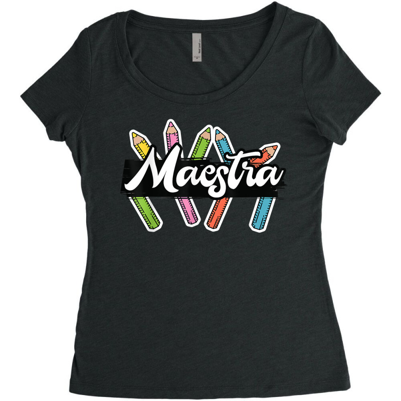 Maestra Spanish Teacher Bilingual Women's Triblend Scoop T-shirt by GretchenBourdeau | Artistshot