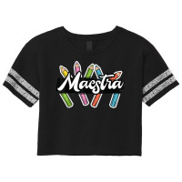 Maestra Spanish Teacher Bilingual Scorecard Crop Tee | Artistshot