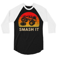 Kids Monster Truck Pumpkin Smash It   Funny Halloween T Shirt 3/4 Sleeve Shirt | Artistshot