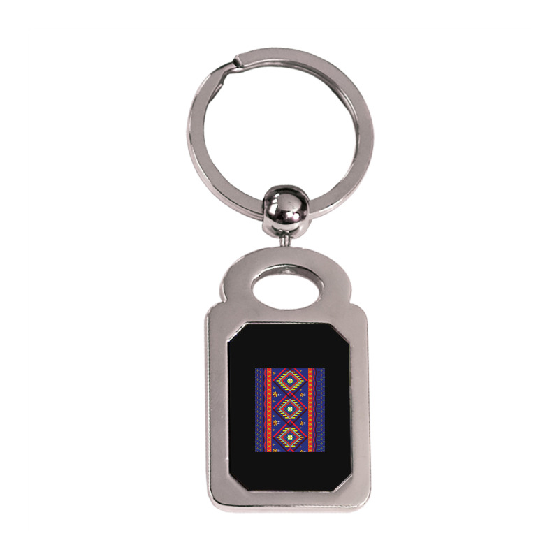 Vintage Antique Oriental Berber Moroccan Style Design Silver Rectangle Keychain | Artistshot